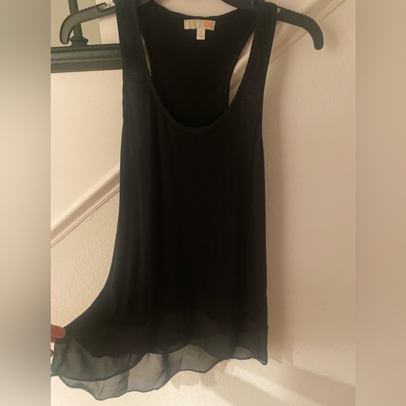 GB long black tank top with chiffon contrast sz small - Picture 6 of 10